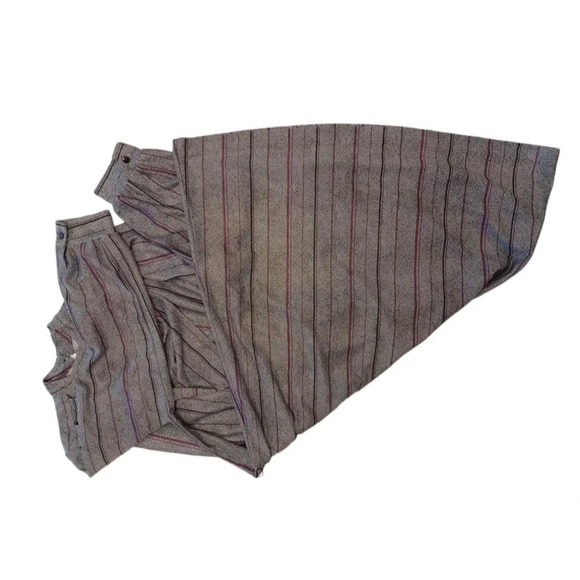 Vintage 1970’s MIDI Sears Long Sleeve Grey Striped Dress Size  14 - Picture 5 of 9